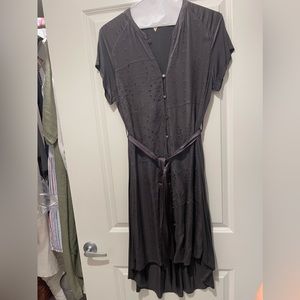 Gray summer dress - broidery detail,